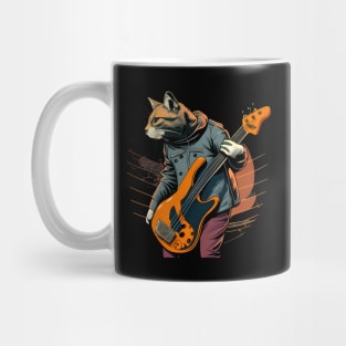 Rockat Rock Cat Guy Playing Guitar - Funny Cats Mug